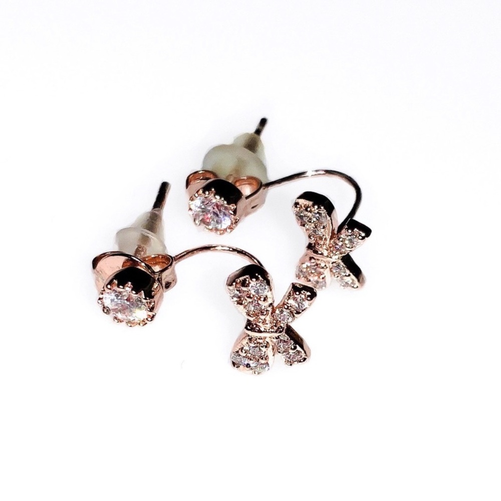 2/$20! 14K Rose Gold Plated Earrings w/Jackets - Picture 2 of 7